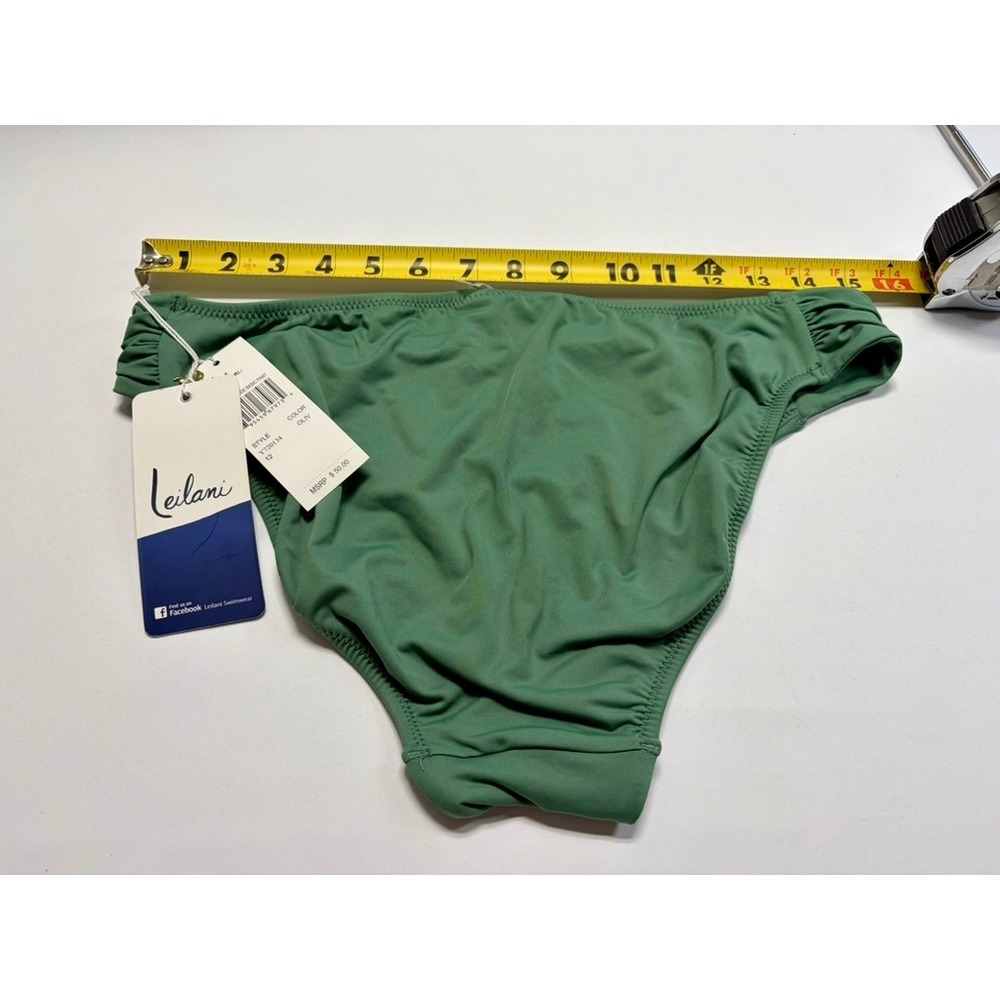 Leilani Olive Shirred Bikini Bottom Size 12 NWT Classic Swim - Picture 13 of 13